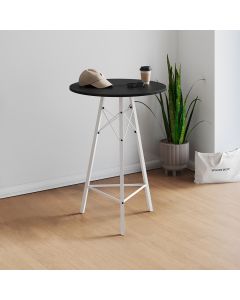 Mesa Bistrô Redonda Estrutura em Ferro Branco com Tampo Preto