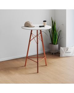 Mesa Bistrô Redonda Estrutura em Ferro Cobre com Tampo Branco