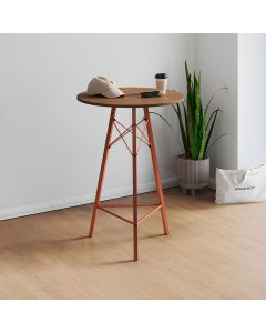 Mesa Bistrô Redonda Estrutura em Ferro Cobre com Tampo Freijó