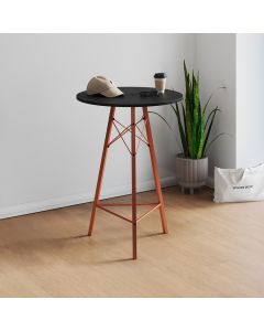 Mesa Bistrô Redonda Estrutura em Ferro Cobre com Tampo Preto