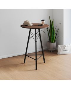 Mesa Bistrô Redonda Estrutura em Ferro Preto com Tampo Amêndoa