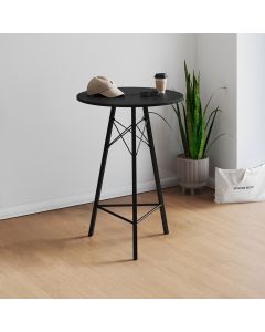 Mesa Bistrô Redonda Estrutura em Ferro Preto com Tampo Preto