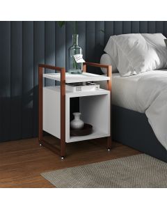 Mesa de Cabeceira Industrial Marrocos Ferro Cobre e Tampo Branco