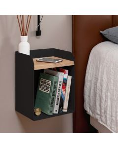 Mesa de Cabeceira Suspensa 20cm em Aço Nicho Flutuante para Quarto Moderno Decorativo Home - Preta