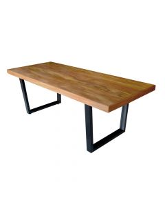 Mesa Industrial Lanna Madeira Maciça Com Ferragem Preta 3,00 X 1,00