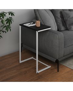 Mesa Lateral de Apoio Industrial Sofá Charmme Ferro Branco e Tampo Preto