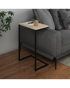 Mesa Lateral de Apoio Industrial Sofá Charmme Ferro Preto e Tampo Off-white