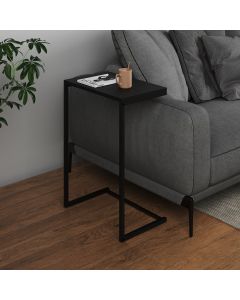Mesa Lateral de Apoio Industrial Sofá Charmme Ferro Preto e Tampo Preto