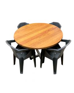 Conjunto Mesa De Jantar 1,30 Industrial Redonda Com 4 Cadeiras New Alegra Pretas