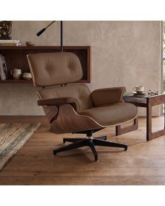 Poltrona Charles Eames Office Couro Sintético Linha Premium Design Clássico Escritório - Cappuccino