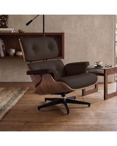Poltrona Charles Eames Office Couro Sintético Linha Premium Design Atemporal Escritório - Marrom