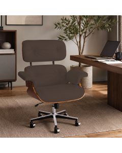 Poltrona Charles Eames Office Couro Natural Linha Premium Design Atemporal Escritório Sala - Marrom