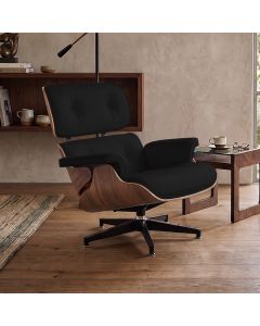 Poltrona Charles Eames Office Couro Sintético Linha Premium Design Atemporal Escritório - Preto