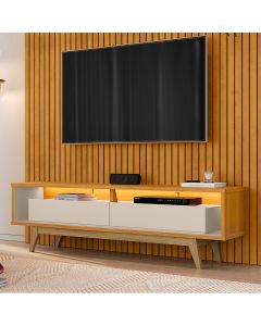 Rack Roma para Tv com Nichos 4 Pés em Madeira Maciça Sala Design Moderno Home - Cinamomo/off White