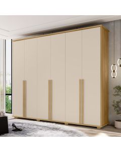 Roupeiro Casal Estrela Ii 6 Portas 4 Gavetas Organizador para Quarto Home Top - Cinamomo/off White
