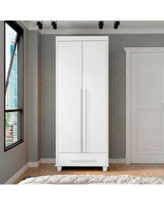 Guarda Roupa Dubai 2 Portas 1 Gaveta Organizador Multiuso para Quarto Solteiro Home Decor - Branco