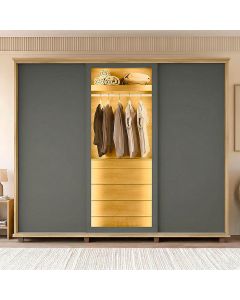 Guarda Roupa Espanha Ii 3 Portas de Correr Organizador para Quarto Casal Home - Cinamomo/grafite