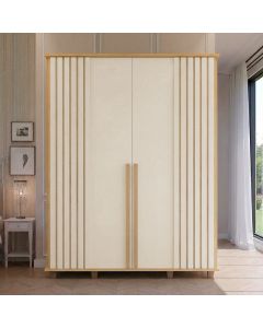 Guarda Roupa Casal Holanda Ripado 4 Portas 3 Gavetas para Quarto Home Decor - Cinamomo/off White