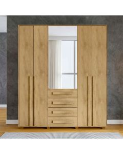 Guarda Roupa Las Vegas Iii 5 Portas 3 Gavetas com Espelho Organizador para Quarto - Cinamomo