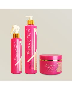 Kit Pink Flow Diamond Touch Shampoo + Máscara + Leave-in Nutrição Profunda Proteção e Movimento