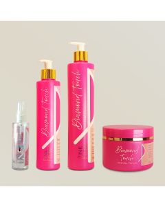 Kit Pink Flow Diamond Touch Shampoo + Condicionador + Mascara + Serum Reparo e Brilho Intenso