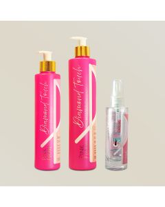 Kit Pink Flow Diamond Touch Shampoo + Condicionador + Sérum Brilho Reparação e Alinhamento