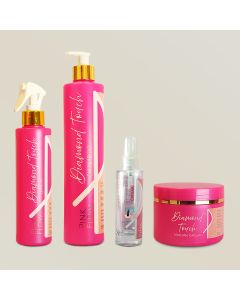 Kit Pink Flow Diamond Touch Máscara + Leave-in + Sérum + Shampoo Cuidado Avançado e Brilho Intenso