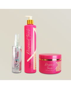 Kit Pink Flow Diamond Touch Shampoo + Máscara + Sérum Hidratação Restauração e Brilho Suave