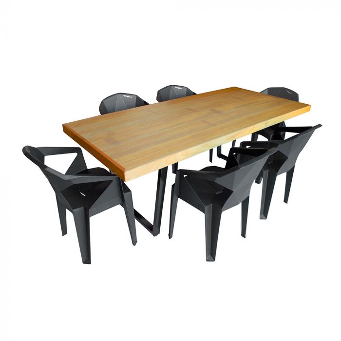 Conjunto de Mesa e Cadeiras de Plástico Preta