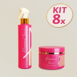 Kit 8 Pink Flow Diamond Touch Máscara + Leave-in Hidratação